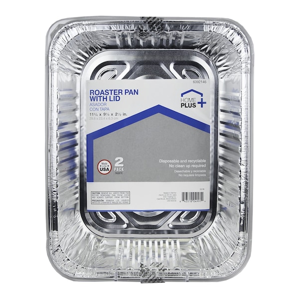 Home Plus Home Plus Durable Foil 9-1/4 in. W X 11-3/4 in. L Roaster Pan Silver 2 pc D88020 - main